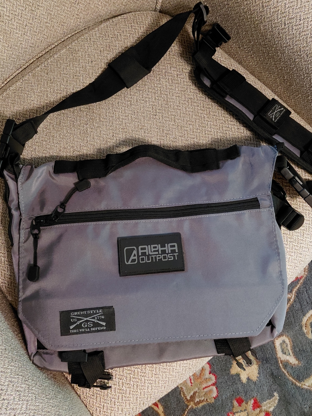 Alpha Outpost x Grunt Style Tactical Messenger Crossbody Bag Gray
